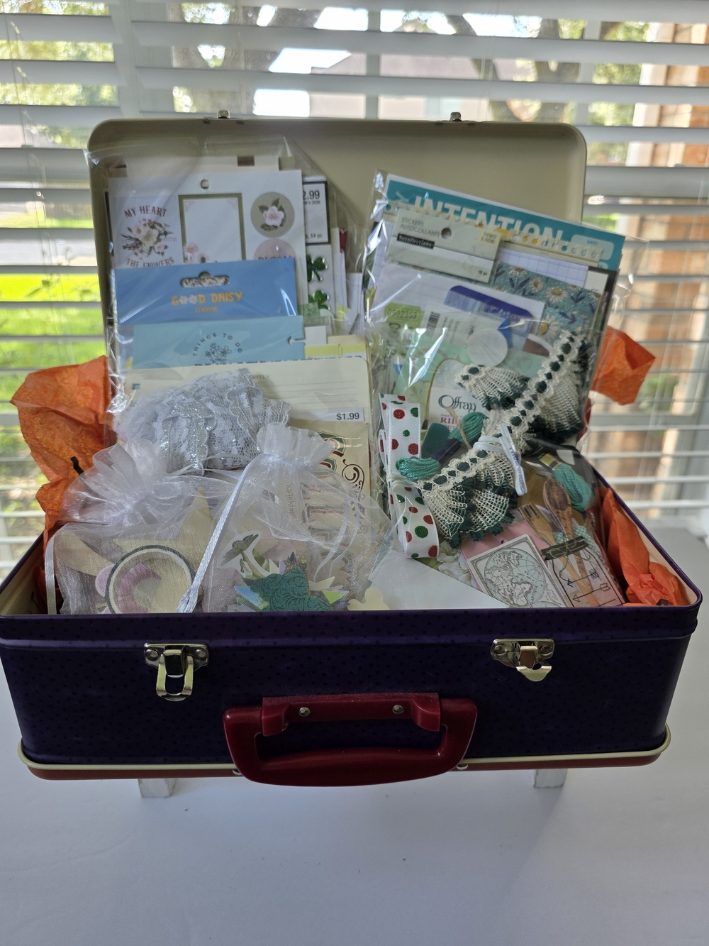 Crafting Box Filled with Mystery Scrap Paper And Ephemera